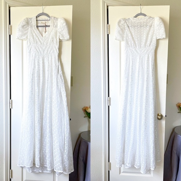 LoveShackFancy Castella Gown Lace Embroidered Maxi Dress White Size 00 NWT - Picture 2 of 11